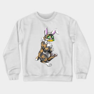 Bobtail BunnyCat: Tortie-Tabby (White) Crewneck Sweatshirt